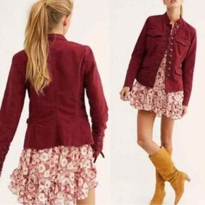 Free People Red Ella Utility Jacket. Small
